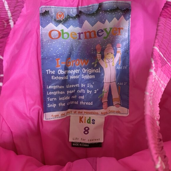 Obermeyer Kids Pink Snow Bib Pants Geometric Insulated I Grow Winter 8 - Picture 6 of 6